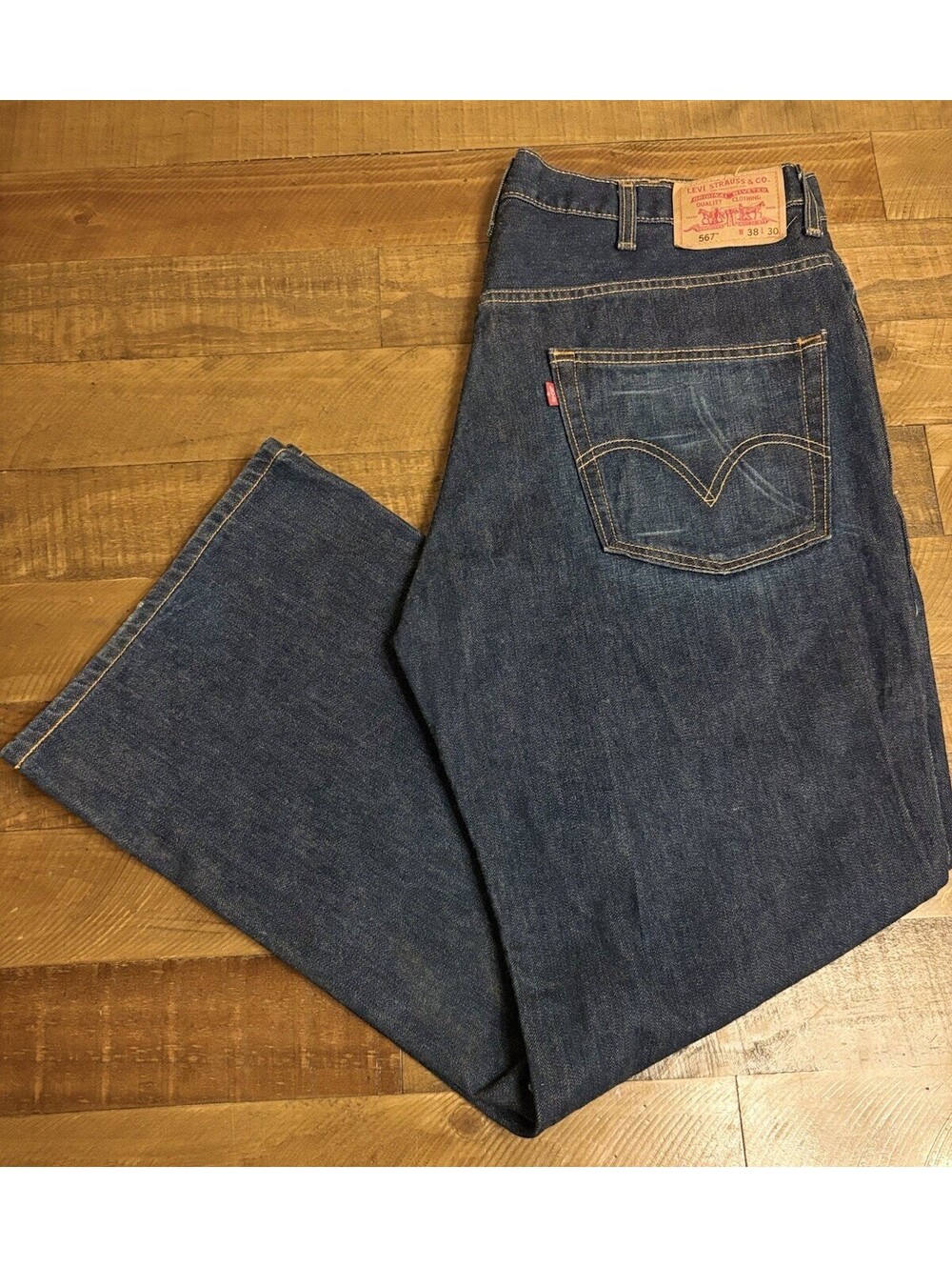 Levis 567 Low Loose Boot Relaxed Denim Jeans Dark Wash Men’s 38x30 Vintage Y2K